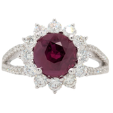 18K White Gold Ruby Split Shank Ring with Diamonds